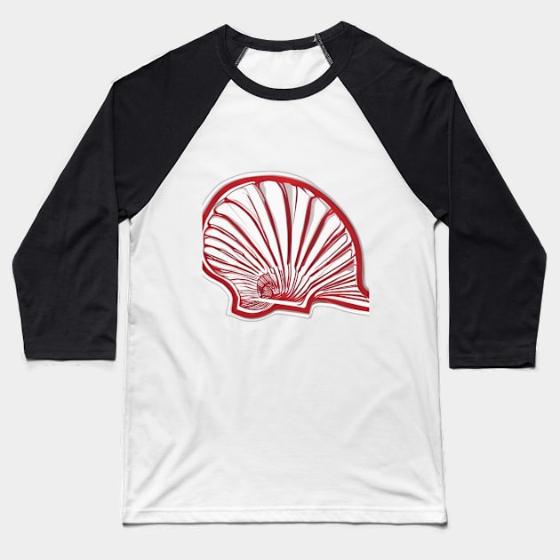 Elegant Red Scallop Shell Design No. 764 Baseball T-Shirt by cornelliusy